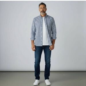 Men's Blue Checkered Casual Button Down Shirt - Steel & Jelly Size XL